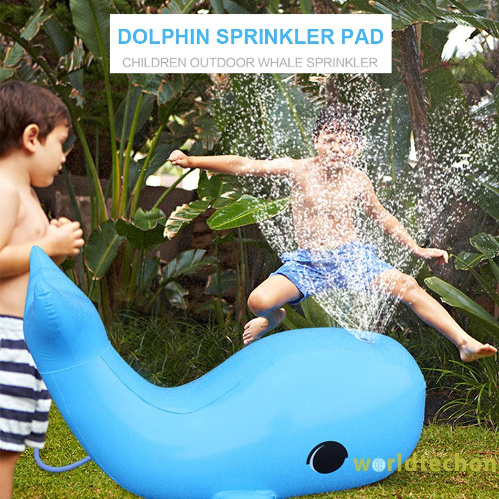 READY STOCK Cartoon Animal Dolphin Water Spray Outdoor Kids Inflatable Lawn Sprinkler