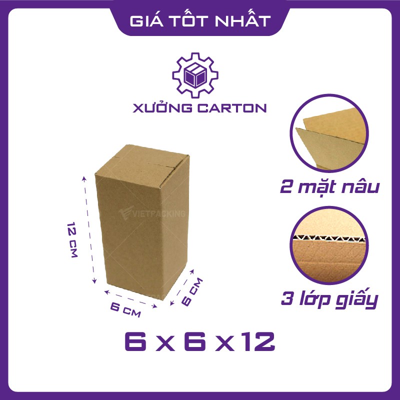 6x6x12 - 50 hộp carton giấy nhỏ đóng gói hàng