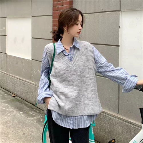 Áo Cardigan Bigsize,Áo Sweater Dệt Kim Không Tay Dáng Ôm Màu Trơn Thời Trang Xuân Thu Phong Cách Hàn Quốc