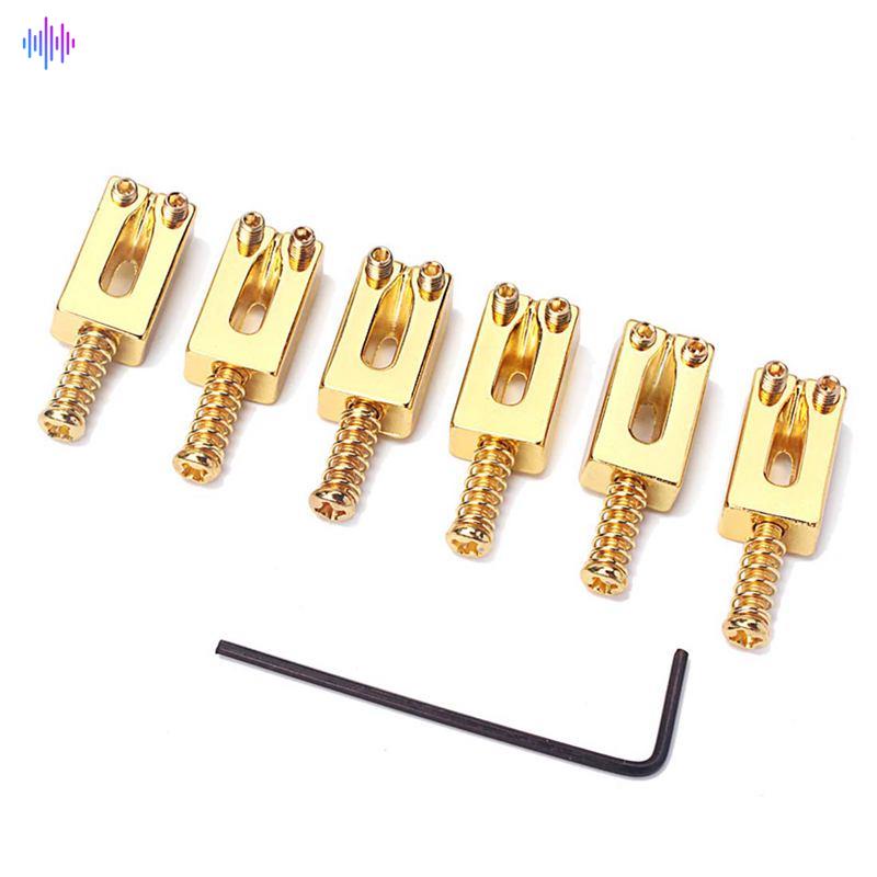 FENDER Bộ 6 Miếng Gắn Ngựa Đàn Hình Chữ Nhật Màu Vàng Thay Thế Chuyên Dụng Cho Guitar Điện