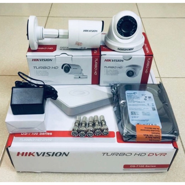 Full bộ - Trọn bộ 4 camera Hikvision 2CE56D0T hoặc 2CE16D0T và đầu ghi 7104HGHI - hàng chính hãng