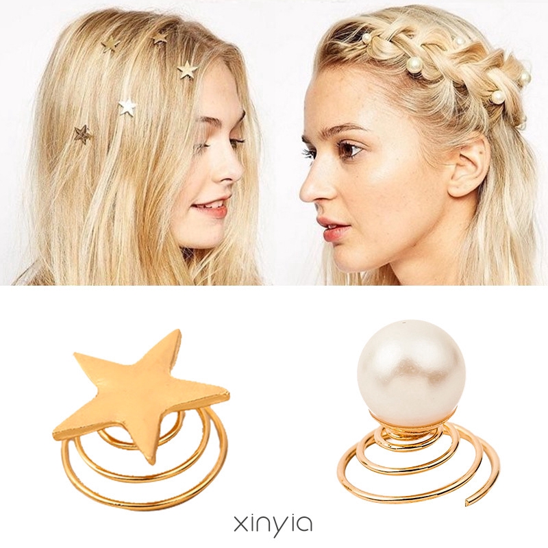 Kẹp Tóc Hình Ngôi Sao Đính Ngọc Trai Xinh Xắn Cho Nữ