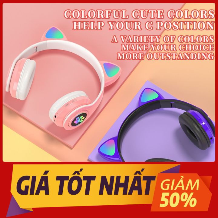Tai Nghe Mèo Bluetooth Headphone Tai Mèo Dễ Thương Có Mic Âm Bass Mạnh Mẽ Và Dung Lượng Pin Khủng 400mAh | BigBuy360 - bigbuy360.vn