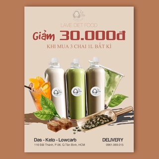 Combo 3 Chai Nước 1 Lít Bất Kì Tặng Thạch (Có menu nước đính kèm) [DAS/KETO/LOWCARB/EAT CLEAN]