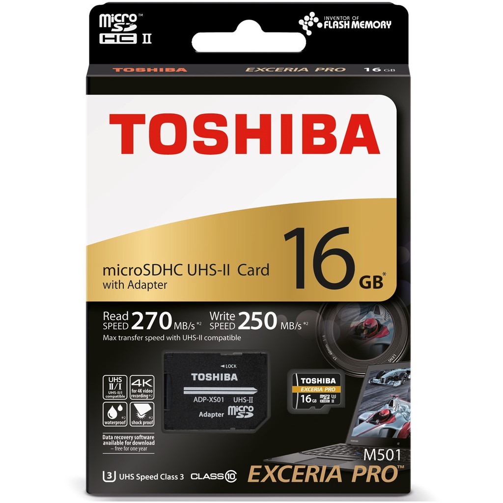 Thẻ nhớ MicroSDHC Toshiba Exceria Pro M501 16GB UHS-II U3 4K R270MB/s W150MB/s (Đen)