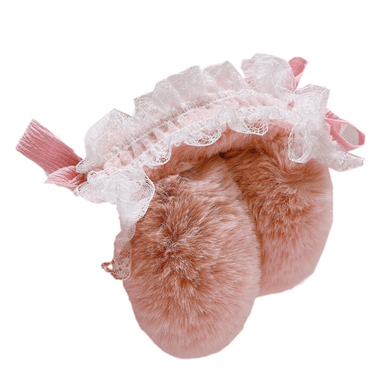 Youyo Chụp Tai Vải Lông Cừu Phối Ren Đính Nơ Phong Cách Lolita