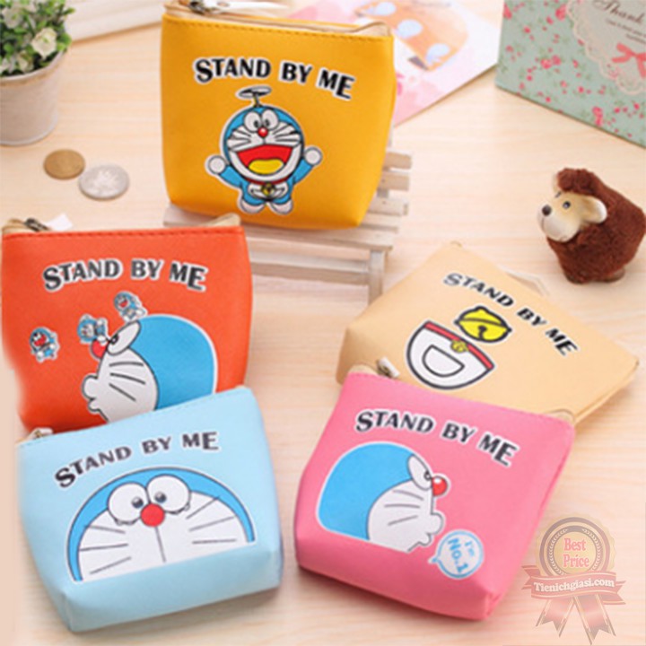 Túi đựng tiền lẻ xu đồ cá nhân cho bé vải dù canvas siêu bền hình Doremon nhiều màu cute dễ thương đáng yêu