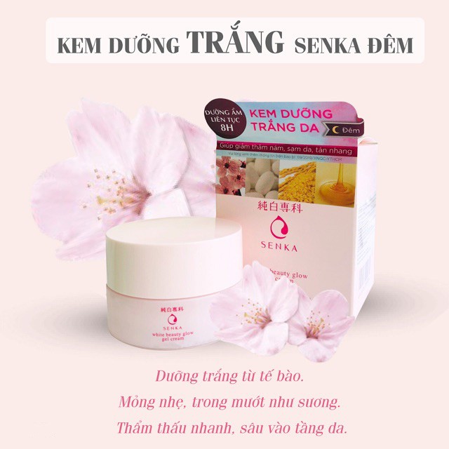 Kem Dưỡng Trắng Da Ban Đêm Senka White Beauty Glow Gel Cream 50g - Khongcoson