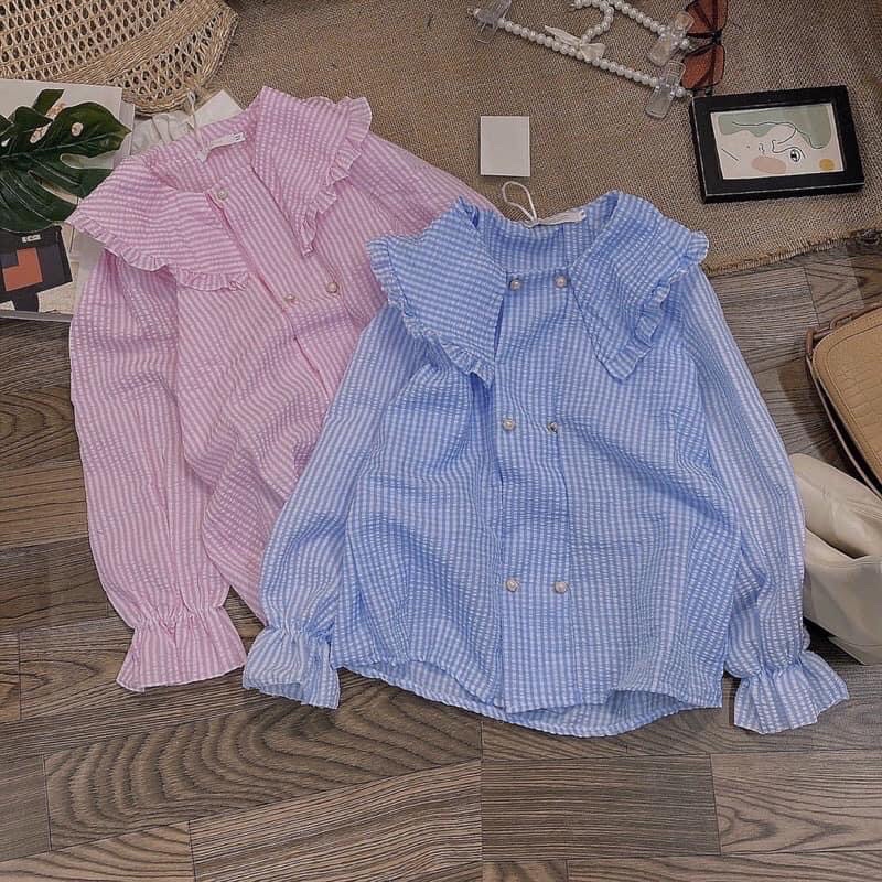 Áo sơ mi dài tay cổ bèo ngang tay các điệu 2 hàng cúc babydoll Maitrangshop92 – (TTA63)