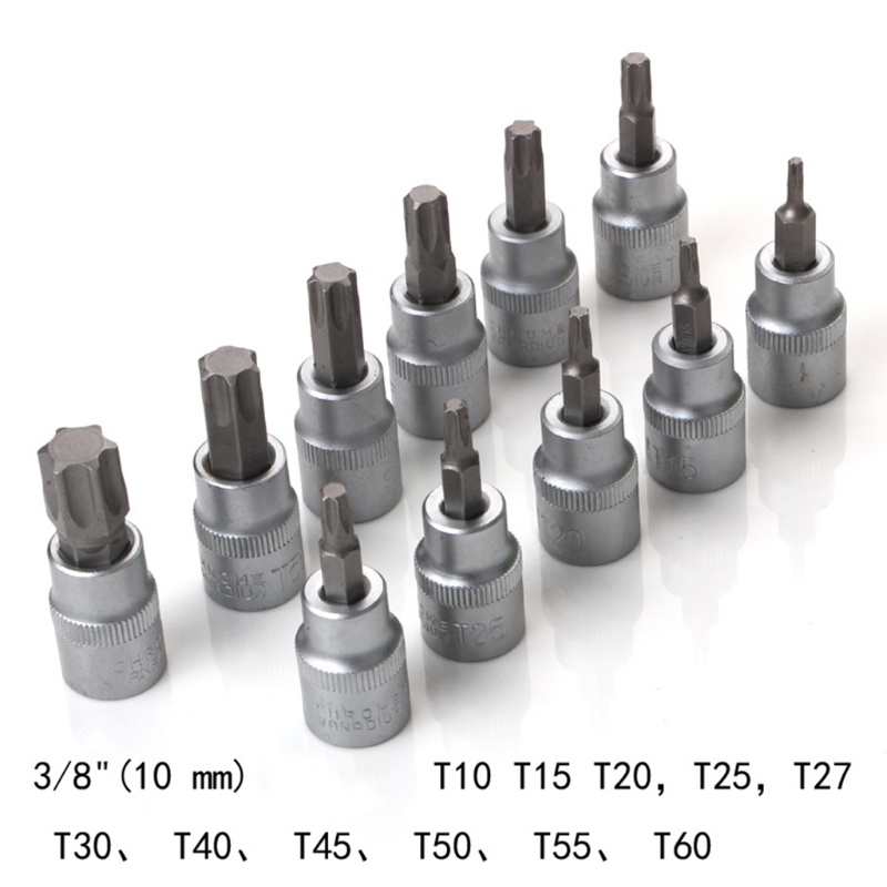 Bộ 34 đầu vặn ốc vít kiểu Torx Cr-V bằng thép loại 3/ 8&quot; &amp; 5 /16&quot; tiện dụng