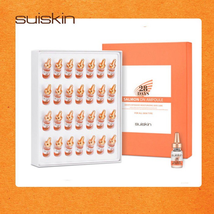 Set 28 Lọ Tế Bào Gốc Từ DNA Cá Hồi Phục Hồi Da Sau 28 Ngày Suiskin Salmon DN Ampoule 28 days 2ml x 28 Lọ