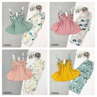 Pijama Đồ Bộ Đồ mặc nhà Đồ ngủ sleepwear Hai dây thắt nơ dễ thương quần dài lụa satin cao cấp mặc mùa hè