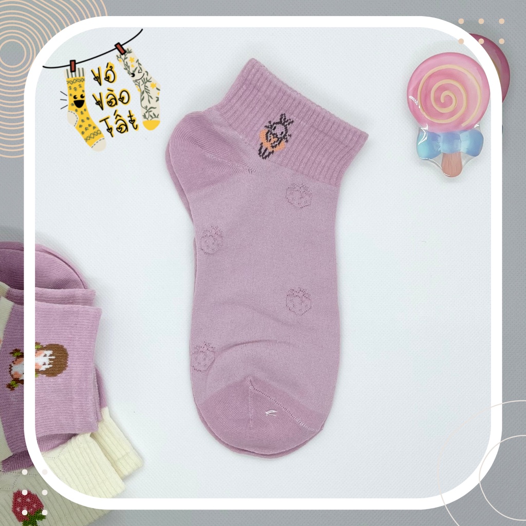 VỚ TẤT NỮ CỔ NGẮN HỒNG RUỐC PHỐI TRẮNG KEM XINH XẮN