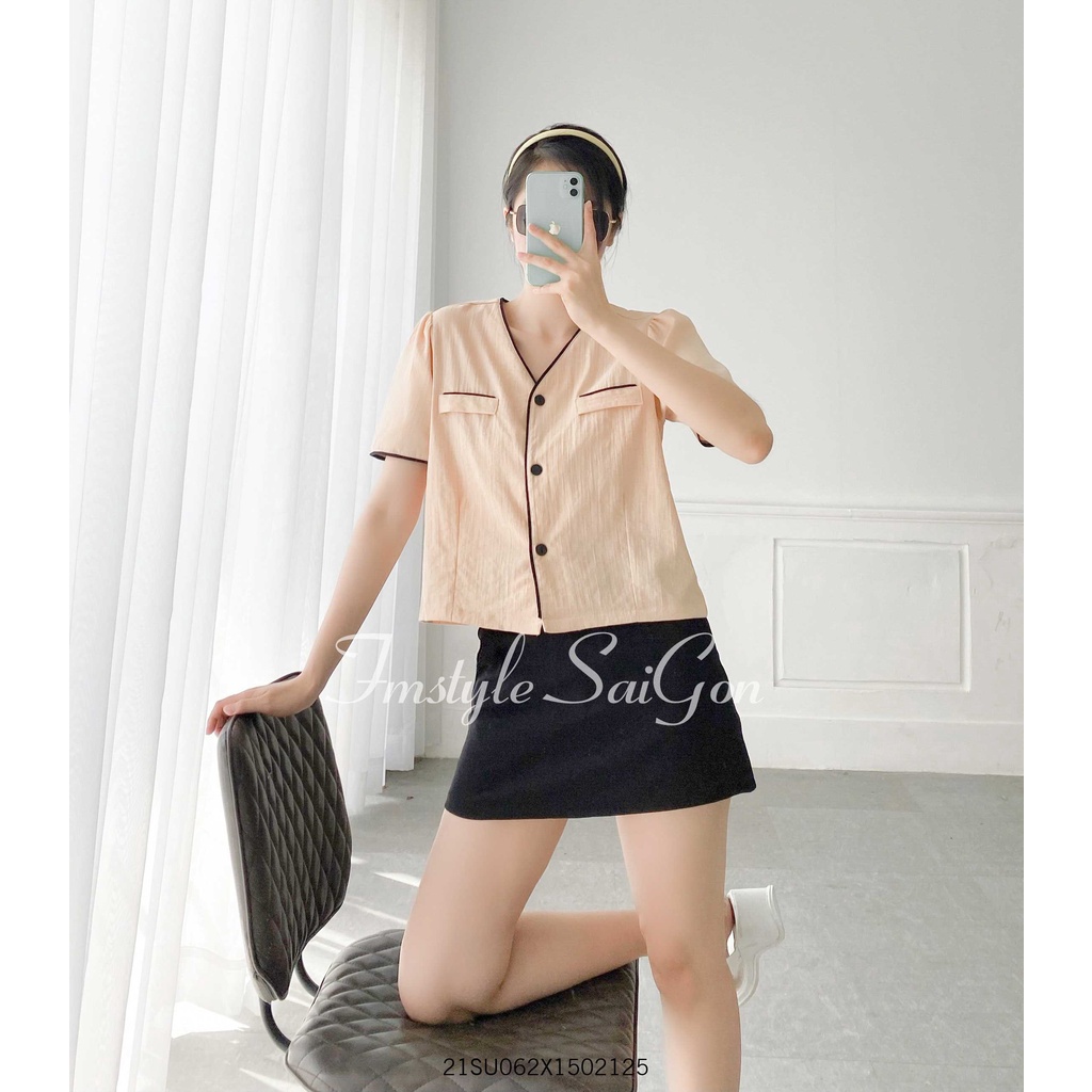 Áo tay ngắn túi nắp viền màu ulzzang thời trang nữ Fmstyle Saigon 21SU062X1502 | BigBuy360 - bigbuy360.vn