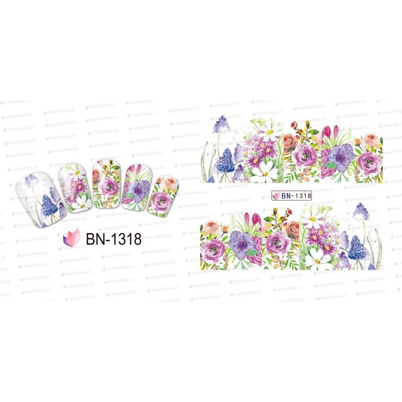 Sticker hoạ tiết hoa Lavender, hình dán móng tay hoạ tiết hoa Lavender trang trí móng tay nail