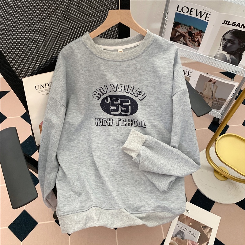 SUXI Áo Sweater Thể Thao Tay Dài Cổ Tròn In Họa Tiết Vintage Thời Trang Mùa Thu Cho Nữ