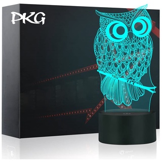 Đèn Ngủ Led 3D Hình CON CÚ Quà Tặng Trang Trí cảm ứng có Điều khiển từ xa nháy sáng 16 màu DN57