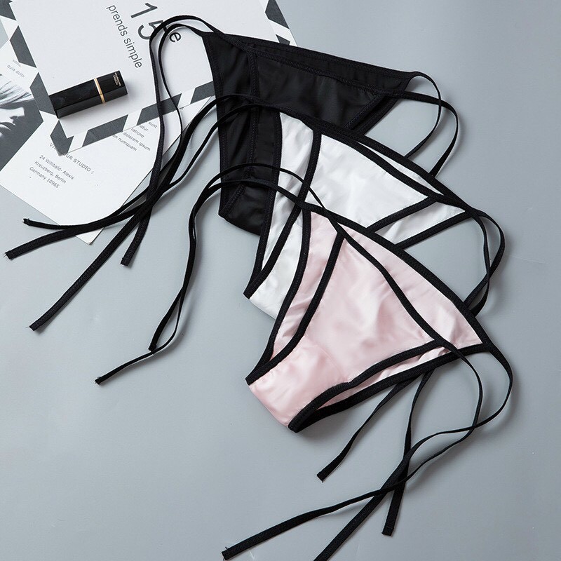 Quần lót lọt khe lụa satin buộc dây siêu đẹp siêu hot - Kelly Wang