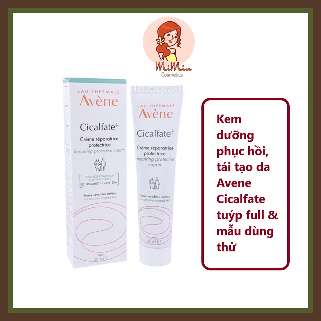 (Tuýp Full &amp; mẫu dùng thử) Kem dưỡng ẩm, phục hồi da Avene Cicalfate Réparatrice Cream