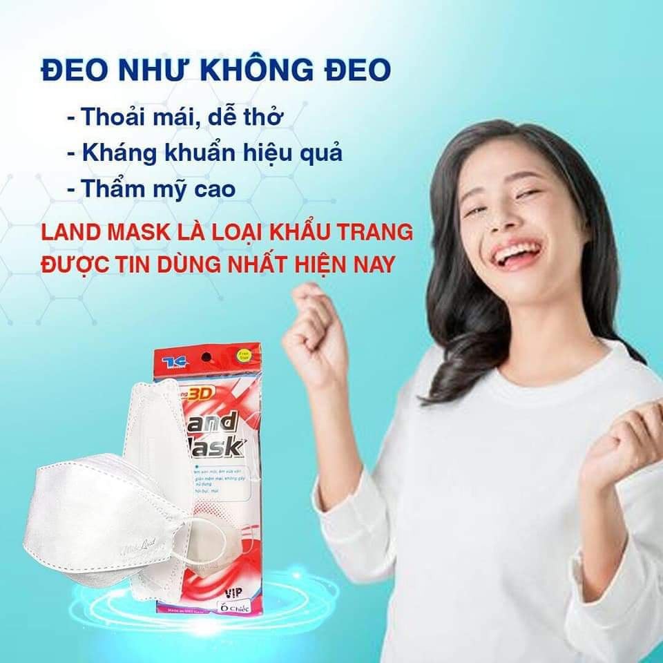 [[Giảm 50%]]-Khẩu trang 3D land mask--4D Nam Anh FAMAPRO giấy kháng khuẩn cao cấp chính hãng công ty túi 6 cái