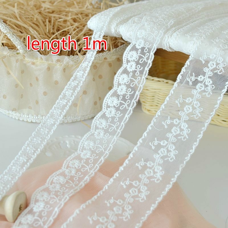 Cuộn Ren Lưới 1.7 / 4 / 5cm X1m Màu Trắng Dùng Làm Đồ Thủ Công Đa Năng Tiện Dụng