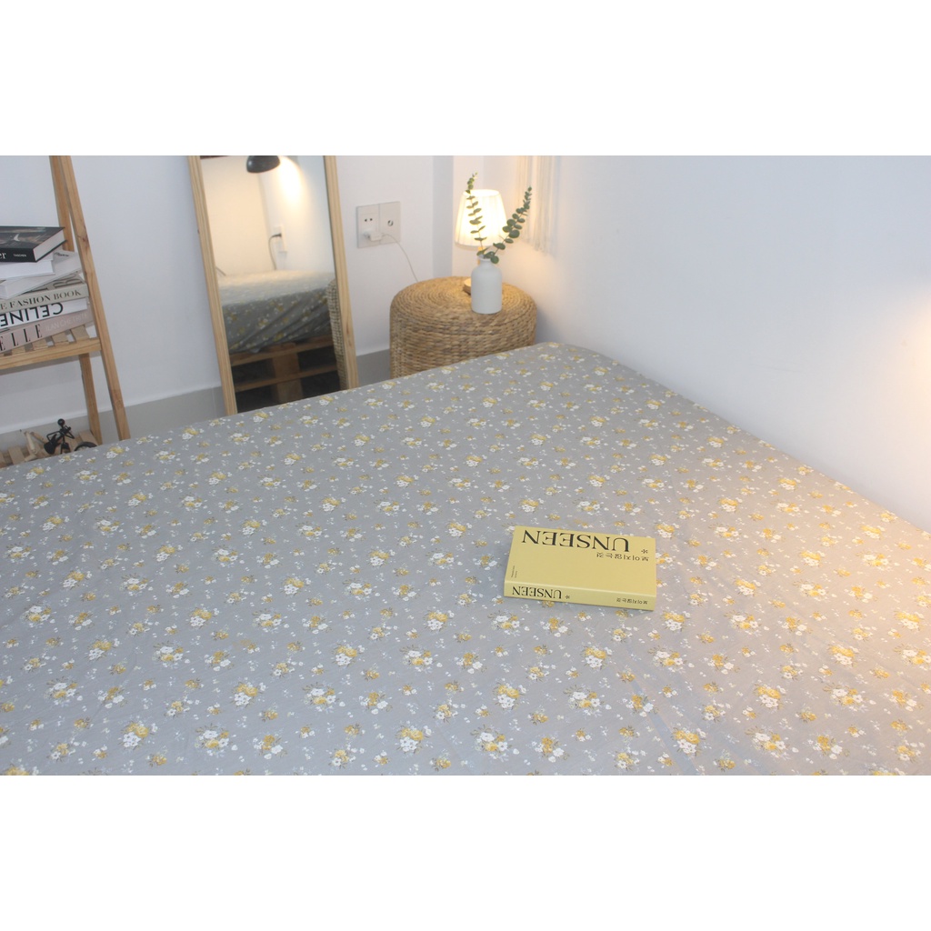 Tấm Drap lẻ KHA LY - Ga lẻ ( không áo gối ) -  cotton thiên nhiên - Nhí Xám Tro - VN302