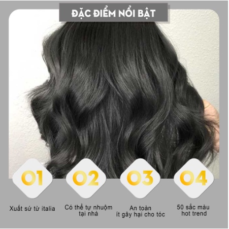 Thuốc Nhuộm Tóc Màu Than Chì | Không Cần Tẩy Tóc Tặng Oxy Trợ Nhuộm Găng Tay Mũ Ủ