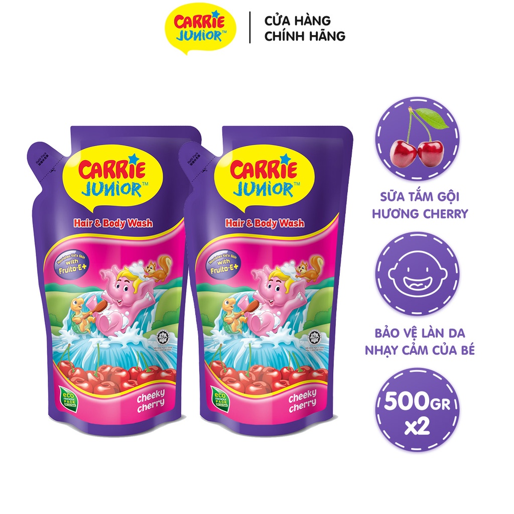 Combo 2 Túi Sữa Tắm Carrie Junior Cho Bé Hương Cheeky Cherry 500G