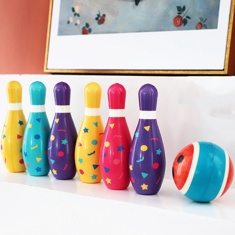 Bộ Đồ Chơi Bowling 6 Chấu 2 Quả Bóng Nhiều Màu Cho Trẻ Em