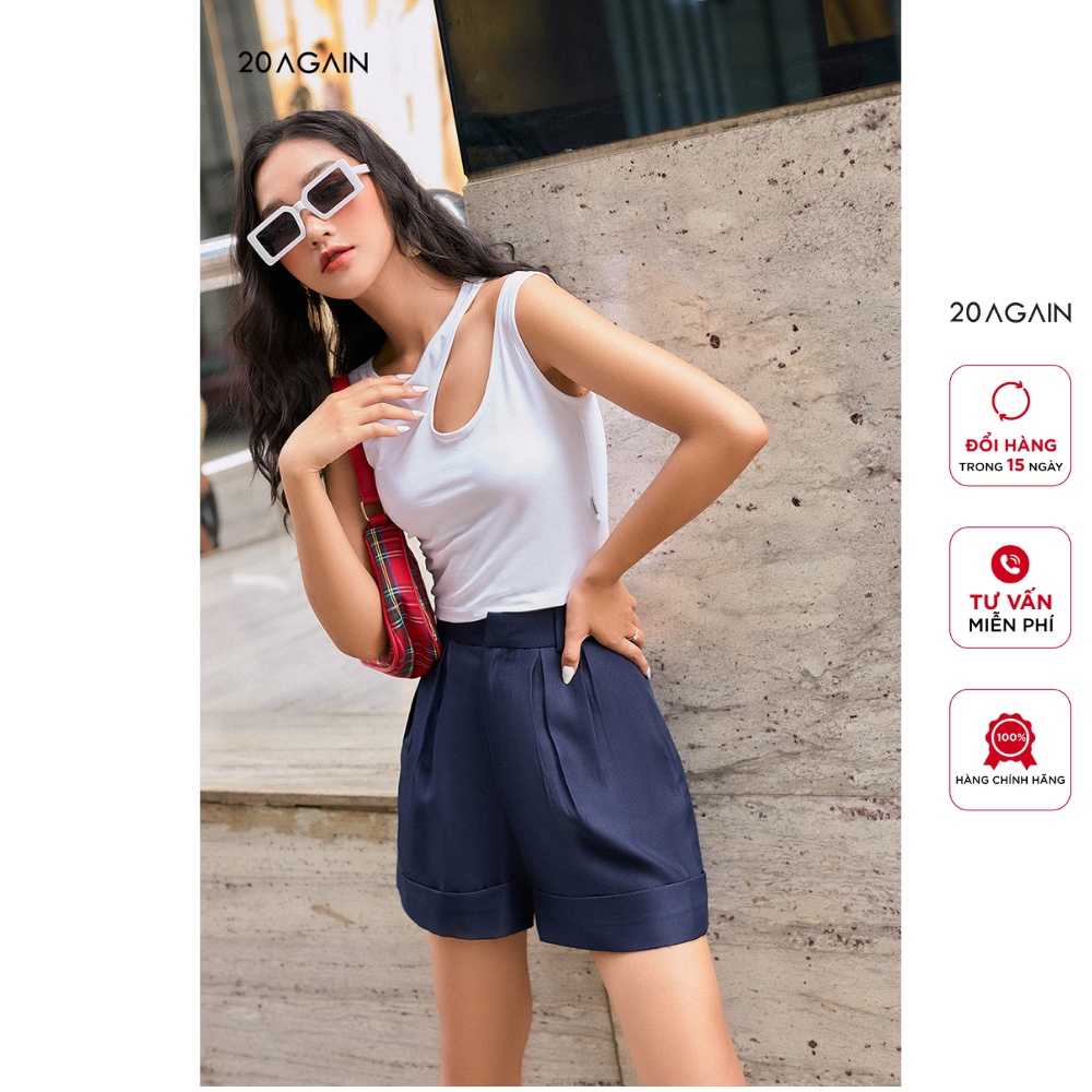 Áo thun crop top hở vai nữ tính 20AGAIN, thiết kế lệch vai quyến rũ ATA1471 | BigBuy360 - bigbuy360.vn