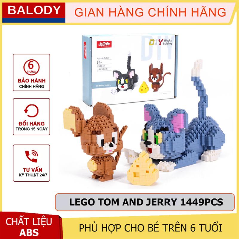 Bộ xếp hình Lego 3d Tom and Jerry (Mèo và chuột) 1449 chi tiết dễ thương, quà tặng cho bé trai gái-BALODY Store