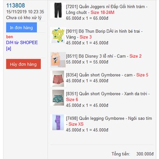 Set đồ bé trai & gái mã đơn hàng 113808
