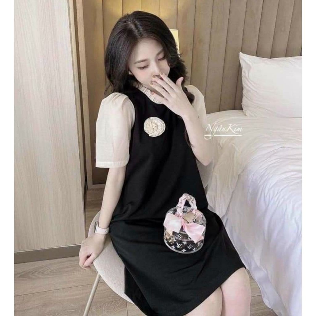 Váy bầu thời trang thiết kế xuông M207 chất lụa hàn châu freesize từ 45 đến 70kg