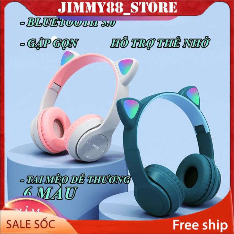 Tai Nghe Chụp tai Mèo Bluetooth P47 ST71 Headphone Dễ Thương Có Mic,Âm Bass Mạnh Mẽ PIN TRÂU JIMMY88
