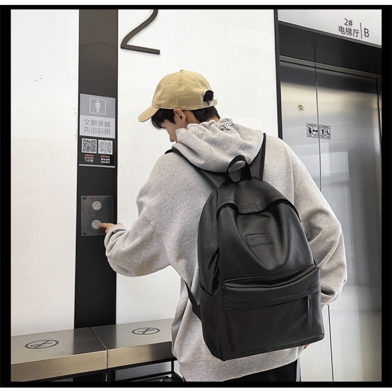 Ba lô nam nữ basic gam màu mốc da trơn cỡ trung bình to học sinh viên đi làm vs du lịch trẻ trung streetwear