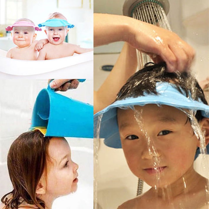 Mũ Tắm Bé, Nón Gội Đầu Che Nước Cho Bé, Bảo Vệ Tai, Chất Liệu Xốp Mút Co Giãn Mềm, Nhẹ Êm Đầu