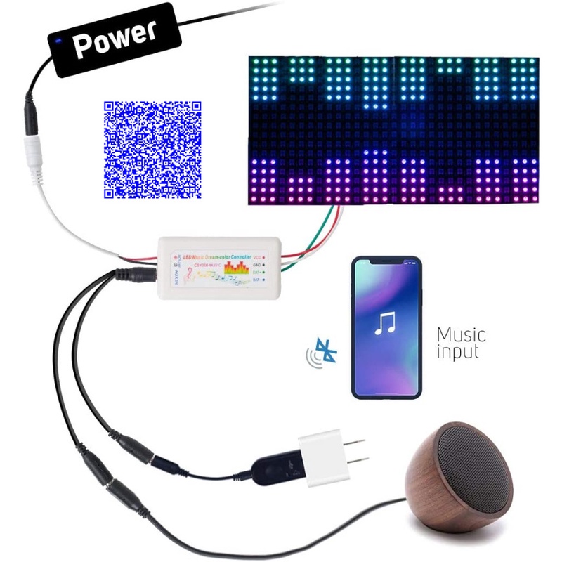 CSY008 BỘ ĐIỀU KHIỂN LED FULL MÀU ARGB WS2812B WS2811 UCS1903 NHÁY THEO NHẠC