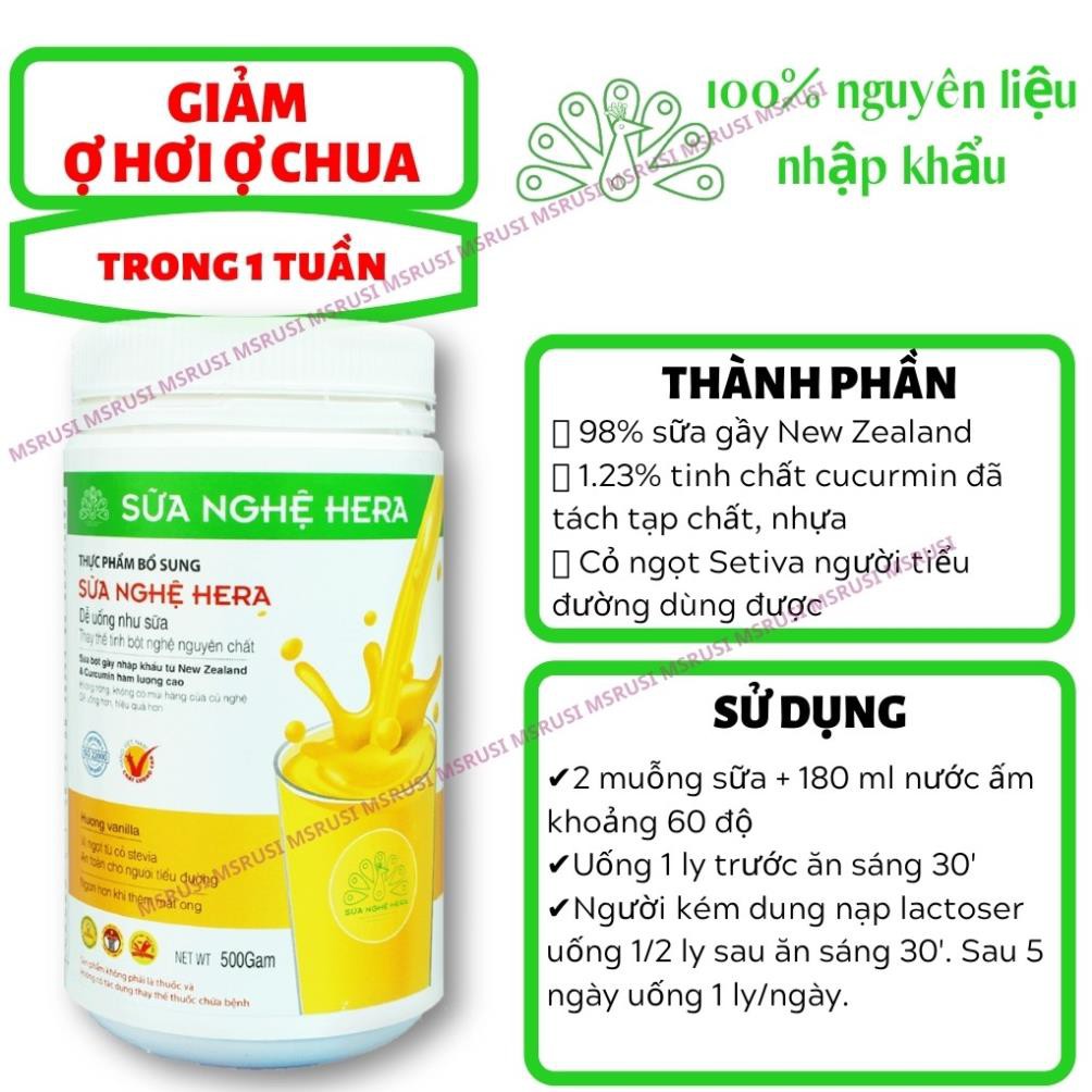 Sữa nghệ Hera HERA MILK Hỗ trợ điều trị đau dạ dày - đau bao tử - Làm đẹp da [Hộp 500g]