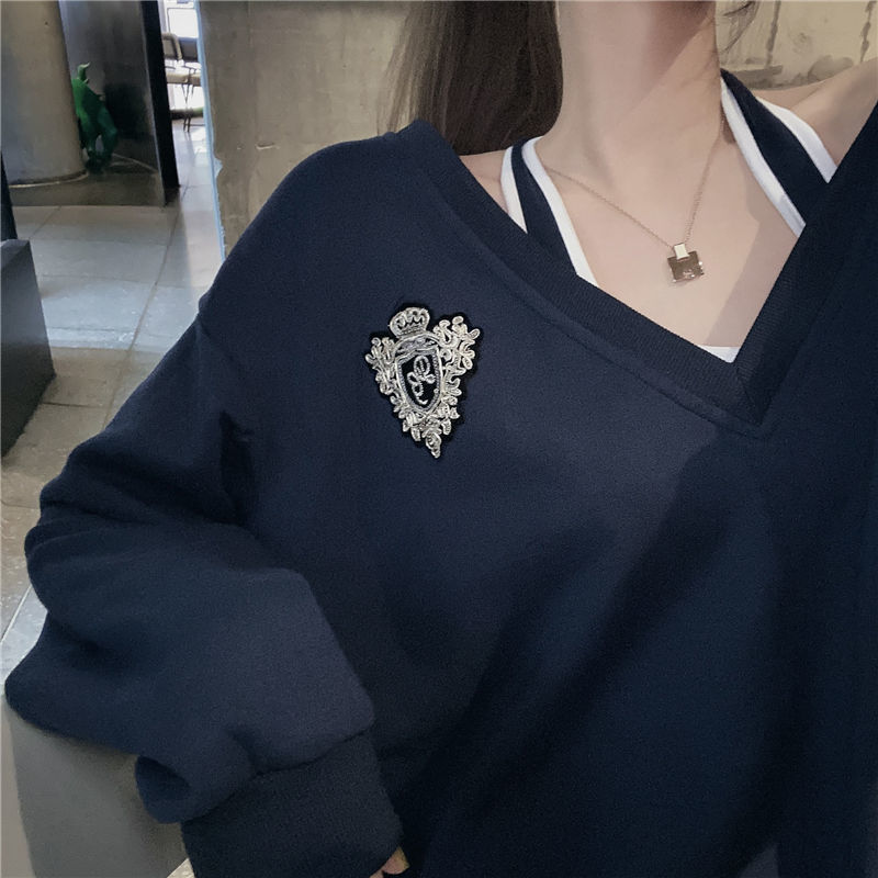 2021 Korean style loose pullover blouse 2-piece set women's mid-length sweater