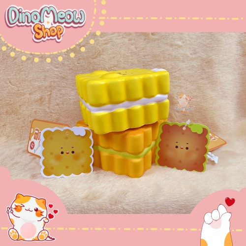 Squishy bánh quy, bánh kẹp kem đáng yêu, mềm, chất dày