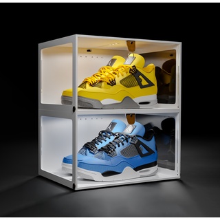 Set 2 Hộp đựng giày Đèn LED ánh sáng VÀNG hoặc TRẮNG sneaker box cao cấp trong suốt cho giày nam nữ