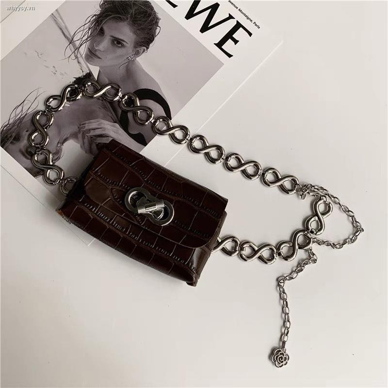 Túi đeo hông/đeo chéo ngực mini phối dây mắt xích thời trang xuân hè sành điệu cho nữ