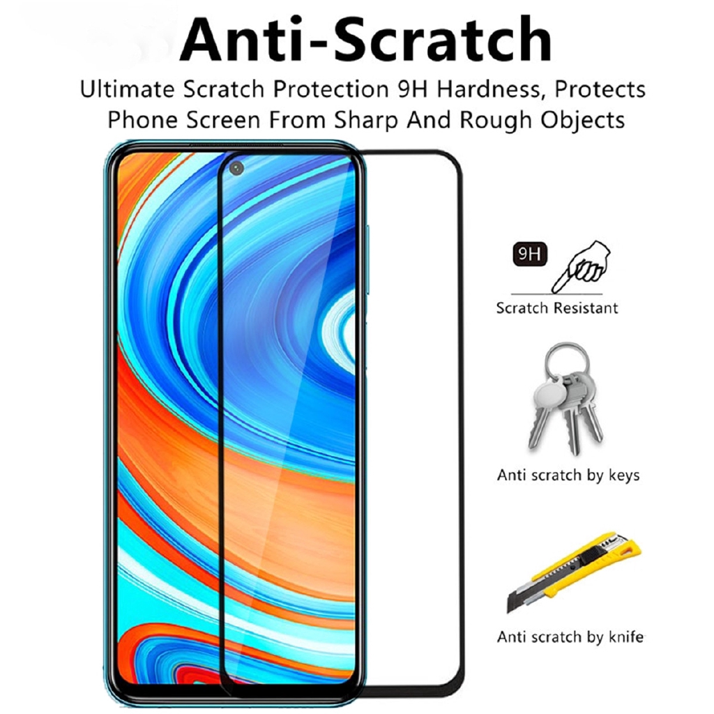 Kính Cường Lực 3 Trong 1 Bảo Vệ Ống Kính Xiaomi Redmi 10 Note 10 Pro 9T 9A 9C Note 9S Note 9 Pro Note 8 Pro Note 7 Pro Mi 9T K20 Pro Poco X3 Pro NFC Poco  M3