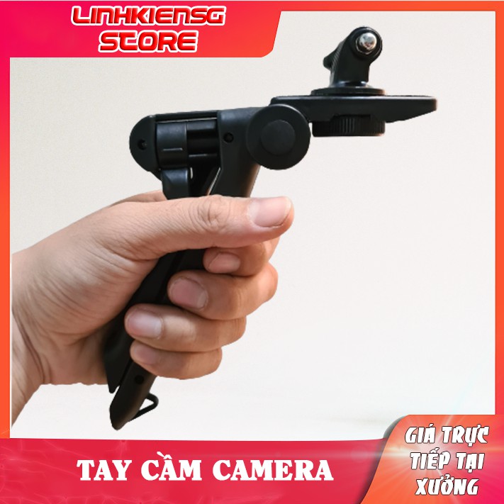 Tay cầm kiêm tripod mini gài gopro CÓ VÍT DÀI VÀ ĐẦU CHUYỂN 1/4 ĐỠ CAMERA MÁY ẢNH..