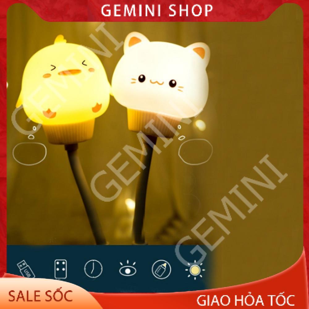 Đèn ngủ Hình Thú Dễ Thương V005 mini có điều khiển từ xa remote cổng usb hình thú Ánh Sáng Vàng GEMINI SHOP