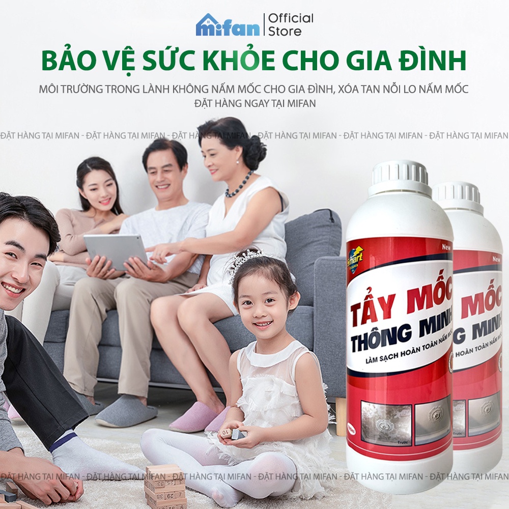 Dung Dịch Tẩy Mốc Tường SMART 1000ml - Tẩy sạch vết mốc lâu ngày trên tường, gioăng cao su, quần áo, chăn ga, đồ gỗ