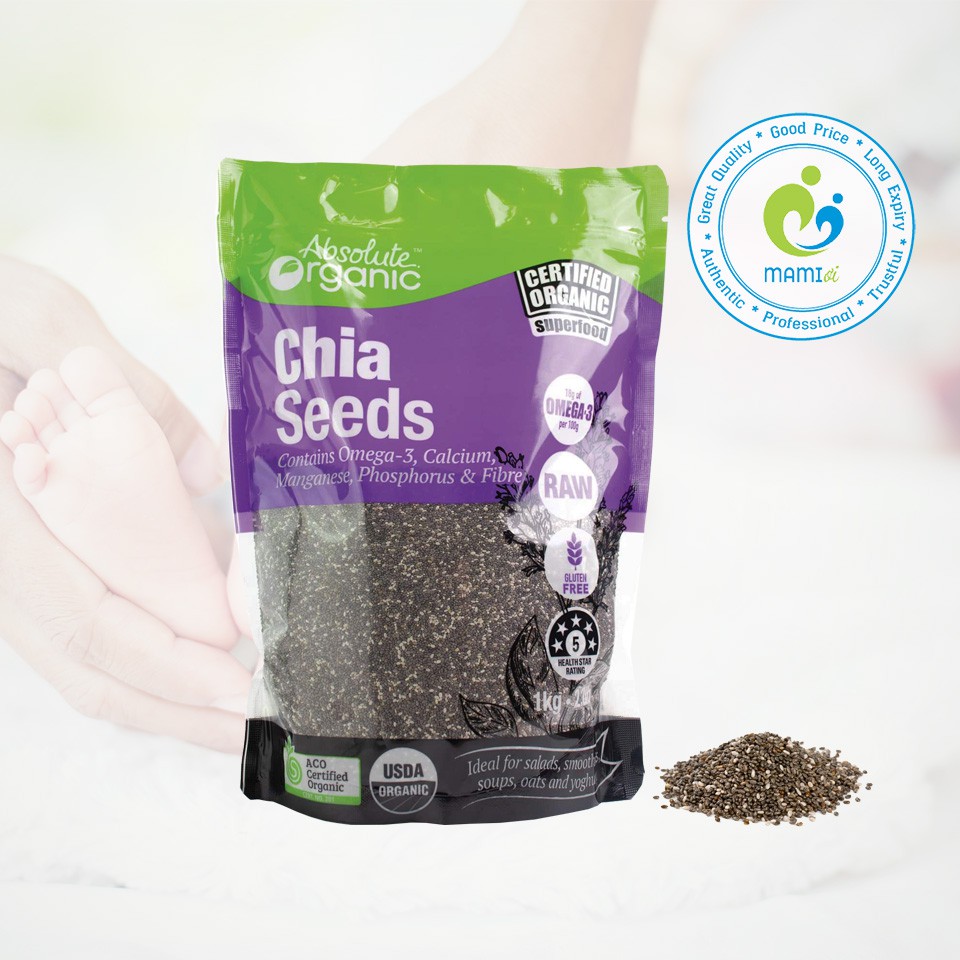 Hạt Chia hữu cơ (1kg) hỗ trợ làm đẹp, da mịn màng, khỏe mạnh cho mọi lứa tuổi Absolute Organic Chia Seeds, Úc