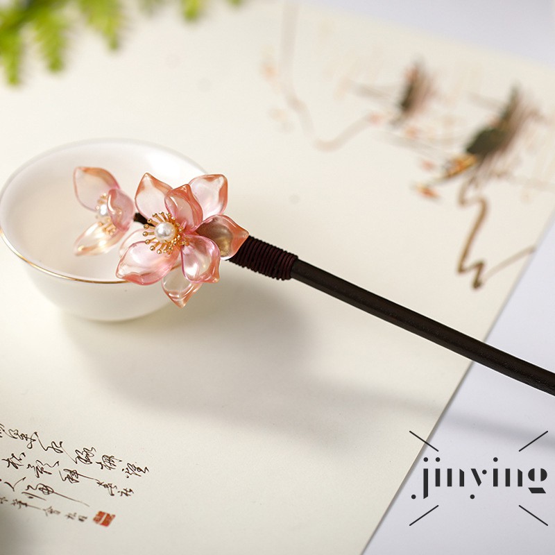 GETNOIVAS Trâm cài tóc gỗ đính hoa pha lê thủ công phong cách Retro Hán Phục cho nữ