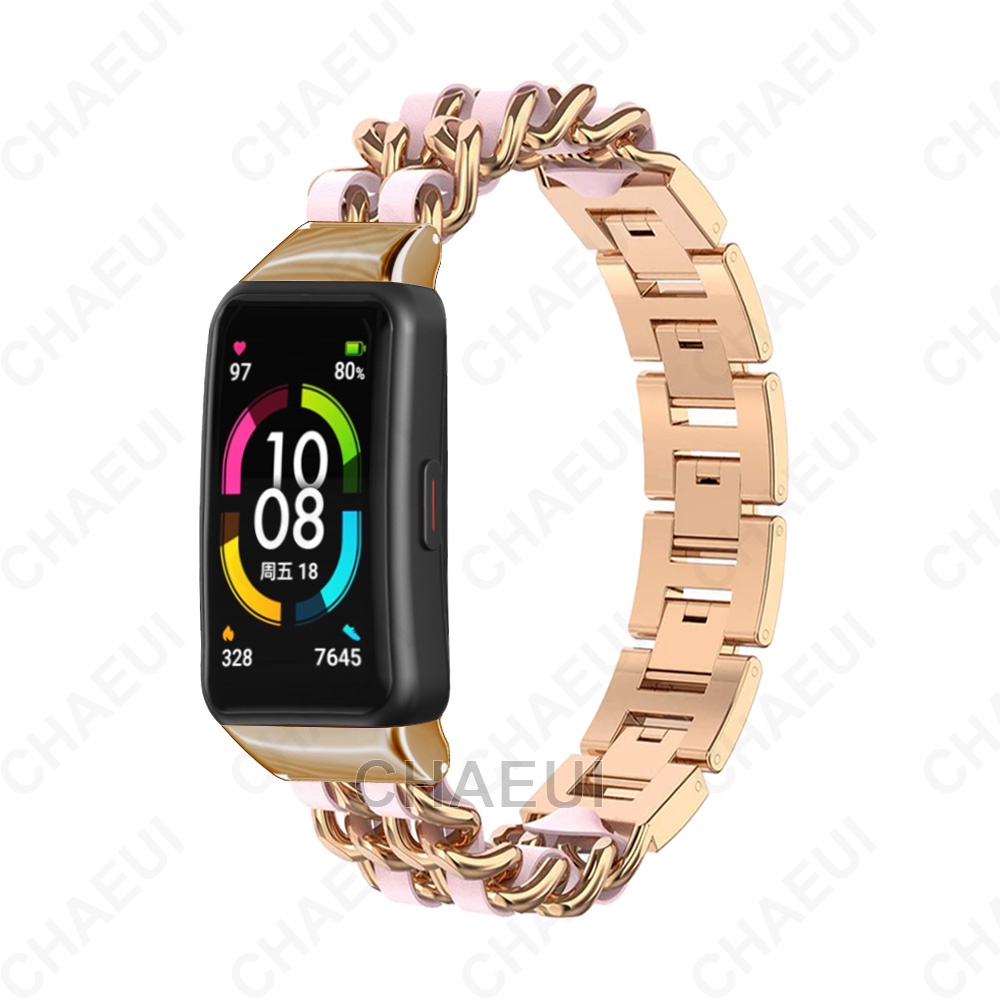 Dây Đeo Thay Thế Chất Liệu Da Và Thép Không Gỉ Sang Trọng Cho Huawei Band 8 7 6 / Honor Band 6