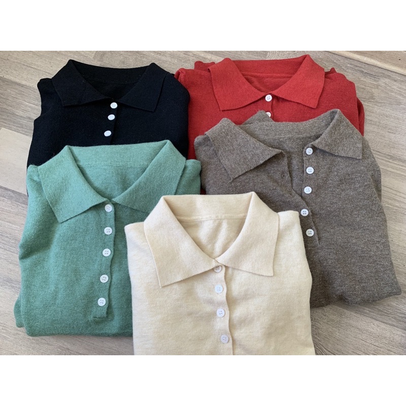 Áo len cổ polo Hàn
